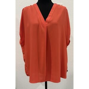 Banana Republic Coral V-Neck Cap Sleeve Blouse Size XL